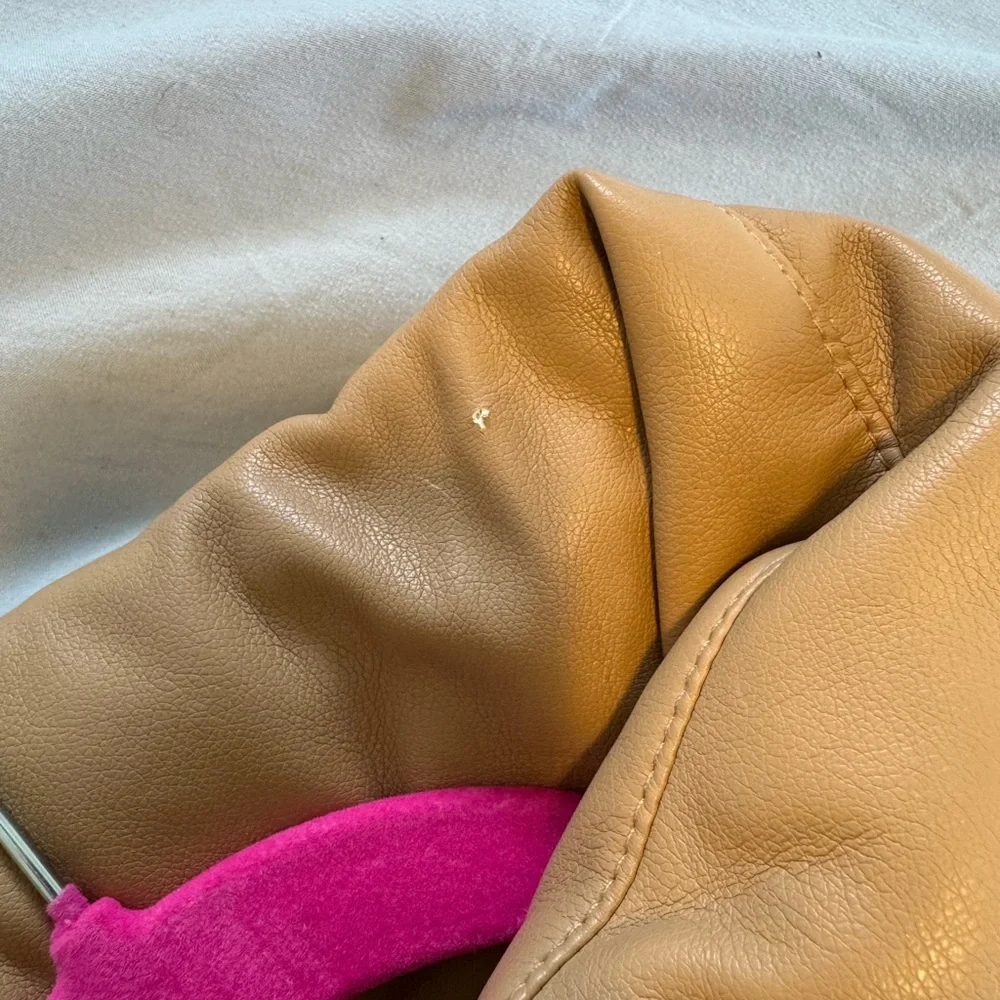 A&F Vegan Leather Mini Puffer in Light Brown - Picture 3 of 5